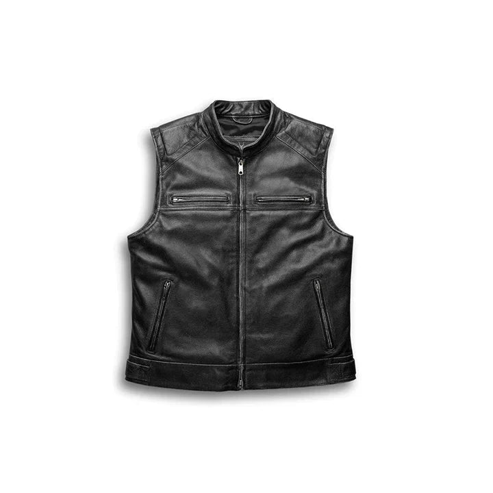 Mens Genuine Leather Slim Fit Balmoral Waistcoat