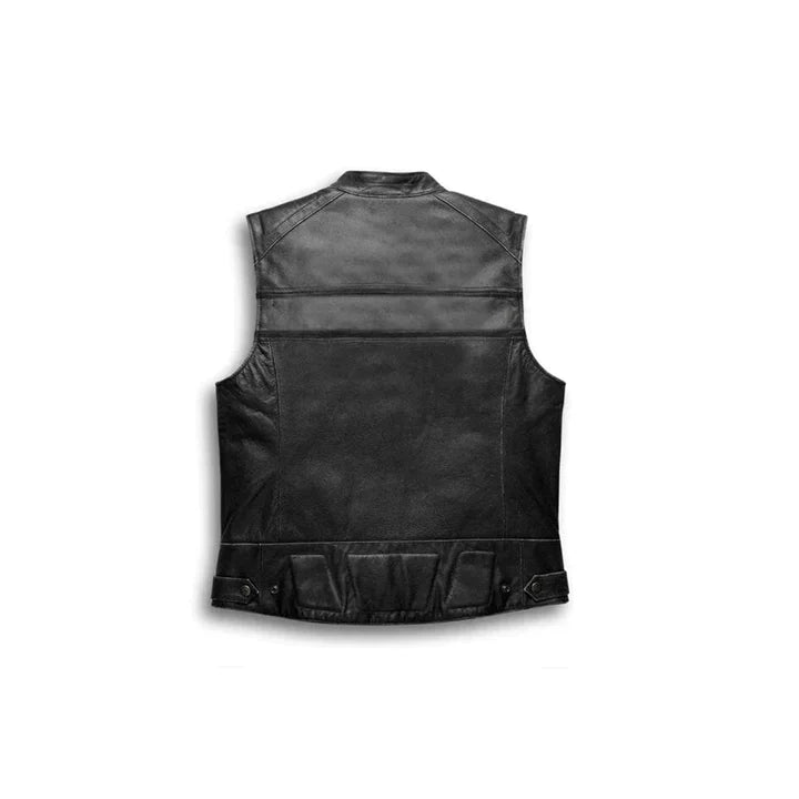 Mens Genuine Leather Slim Fit Balmoral Waistcoat