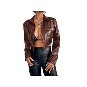 Women's Premium Quality Genuine Leather Cropped Jacket