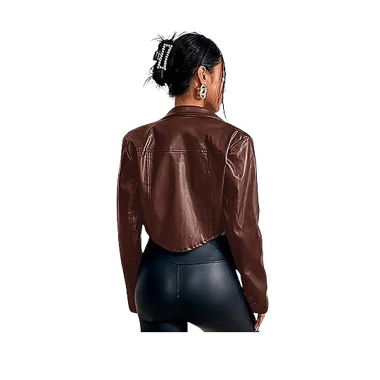 Women's Premium Quality Genuine Leather Cropped Jacket