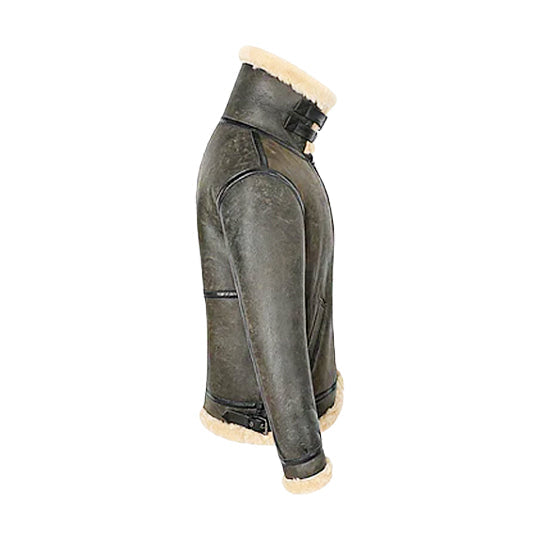 Men's Shearling Adjustable Waist Original Leather Jacket