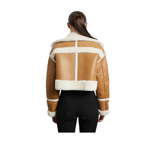 Women's Shearling Asymmetrical Cropped Jacket