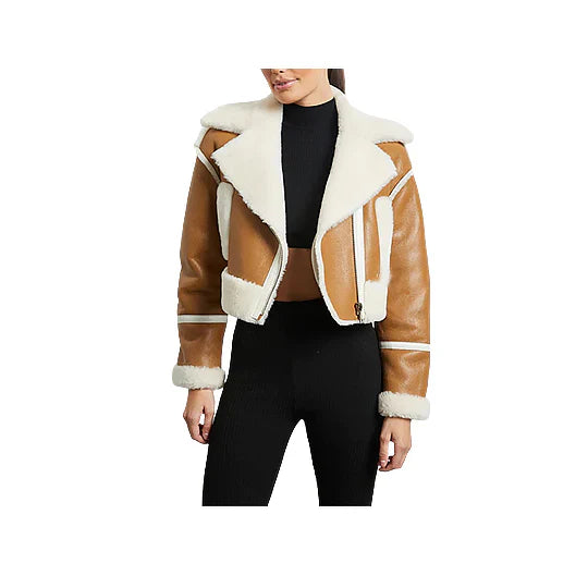 Women's Shearling Asymmetrical Cropped Jacket