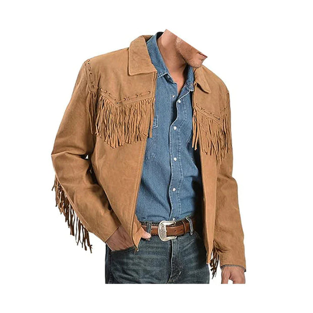 Men's Fringed Suede Leather Jacket