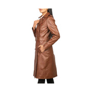 Women's Belted Asymmetrical Original Leather Coat