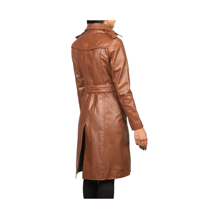 Women's Belted Asymmetrical Original Leather Coat