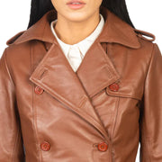 Women's Belted Asymmetrical Original Leather Coat