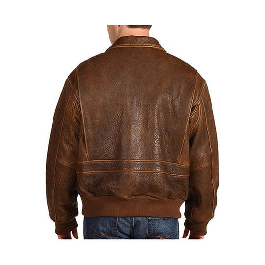 Men's Vintage Brown Real Leather Bomber Jacket