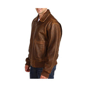 Men's Vintage Brown Real Leather Bomber Jacket