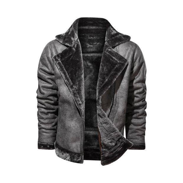 Men's Real Leather Jacket With Cross Zipper: The Richard Gray