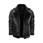 Men's Real Leather Jacket With Cross Zipper: The Richard Black