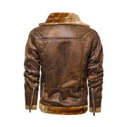 Men's Real Leather Jacket With Cross Zipper: The Richard Brown