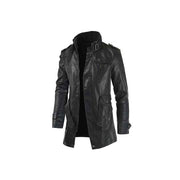 Leathers Men's Stand Up Collar Belted Leather Coat