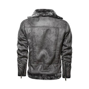 Men's Real Leather Jacket With Cross Zipper: The Richard Gray