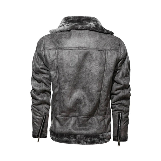 Men's Real Leather Jacket With Cross Zipper: The Richard Gray