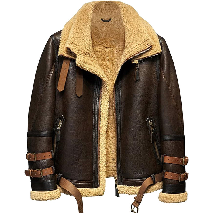 Men's Genuine Leather Shearling Jacket: The Nomad