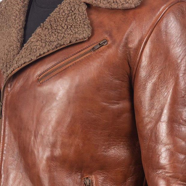 Men's Biker Brown Shearling Jacket: The Quest