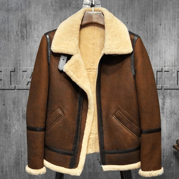 Men's Brown Shearling Jacket: The Mafia