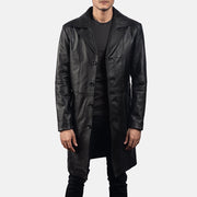 Men's Long Black Leather Coat: The Giovanni