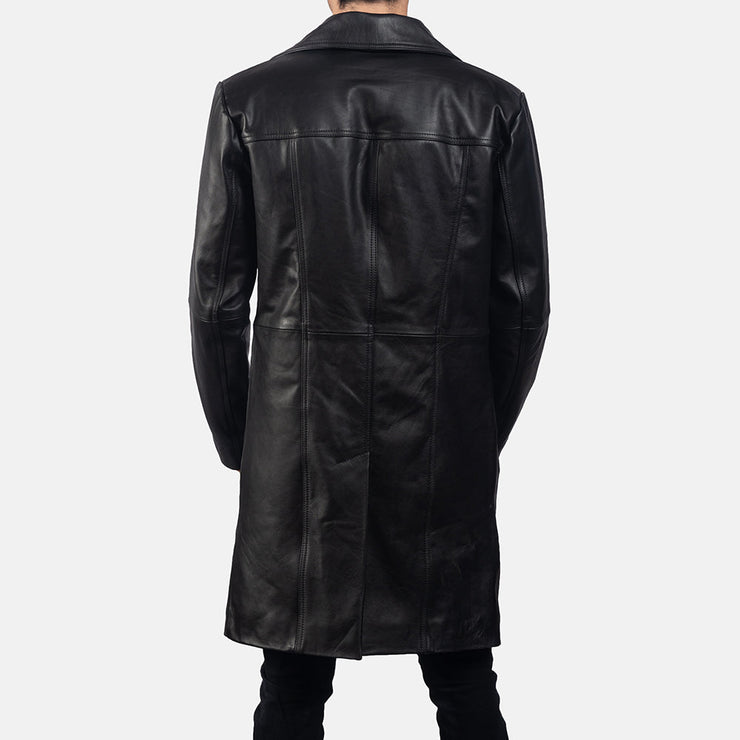 Men's Long Black Leather Coat: The Giovanni