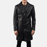 Men's Long Black Leather Coat: The Giovanni