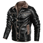 Men's Moto Fur Leather Jacket Black: The Chris