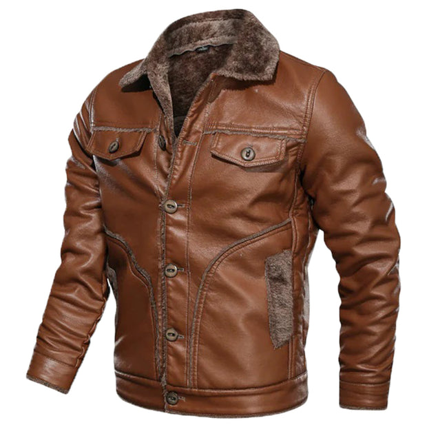 Men's Moto Fur Leather Jacket Cognac: The Chris