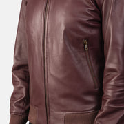 Men's Maroon Leather Bomber Jacket: The Bennett