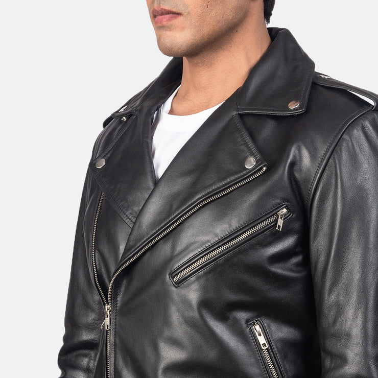 Men's Black Leather Biker Jacket: The Cooper