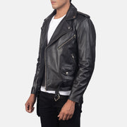 Men's Black Leather Biker Jacket: The Cooper