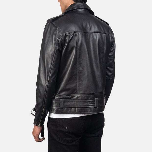 Men's Black Leather Biker Jacket: The Cooper