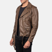 Men's Mocha Brown Leather Biker Jacket: The Cooper