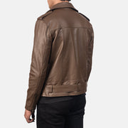 Men's Mocha Brown Leather Biker Jacket: The Cooper