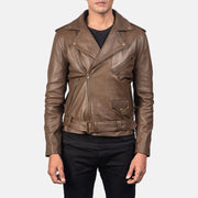 Men's Mocha Brown Leather Biker Jacket: The Cooper