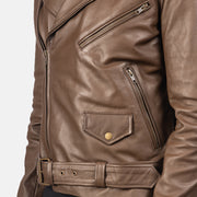 Men's Mocha Brown Leather Biker Jacket: The Cooper