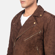 Men's Dark Brown Suede Leather Biker Jacket: The Cooper