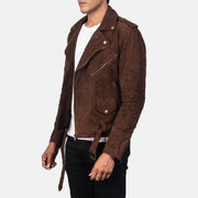 Men's Dark Brown Suede Leather Biker Jacket: The Cooper