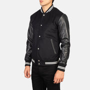 Men's Black Striped Hybrid Varsity Jacket: The Harrison