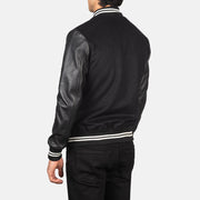 Men's Black Striped Hybrid Varsity Jacket: The Harrison