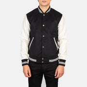 Men's Black & White Hybrid Varsity Jacket: The Harrison