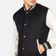 Men's Black & White Hybrid Varsity Jacket: The Harrison