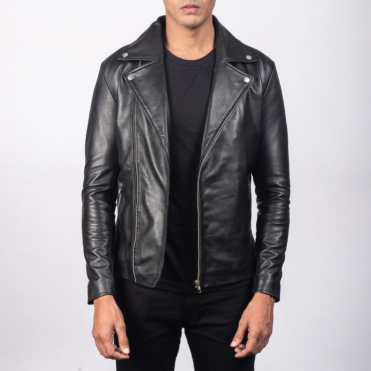 Men's Black Leather Biker Jacket: The Parker