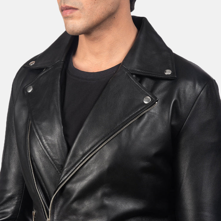 Men's Black Leather Biker Jacket: The Parker