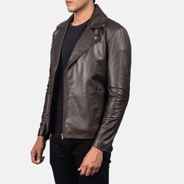 Men's Brown Leather Biker Jacket: The Parker