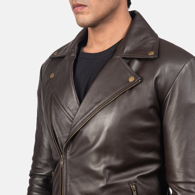 Men's Brown Leather Biker Jacket: The Parker