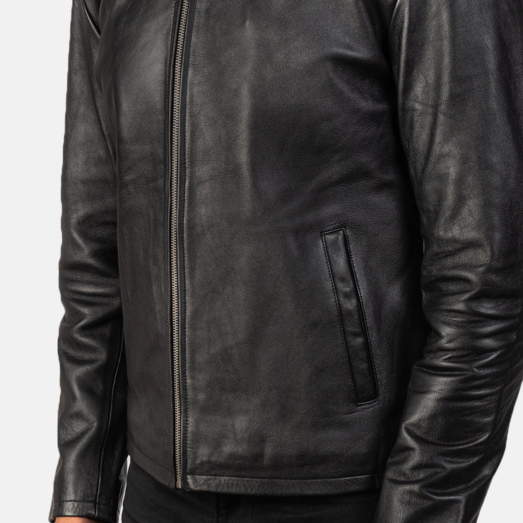 Men's Black Leather Biker Jacket: The Ryan