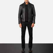 Men's Black Leather Biker Jacket: The Ryan