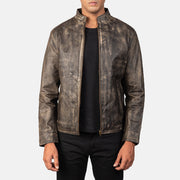 Men's Distressed Brown Leather Biker Jacket: The Ryan