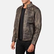 Men's Distressed Brown Leather Biker Jacket: The Ryan