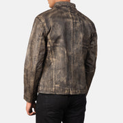 Men's Distressed Brown Leather Biker Jacket: The Ryan